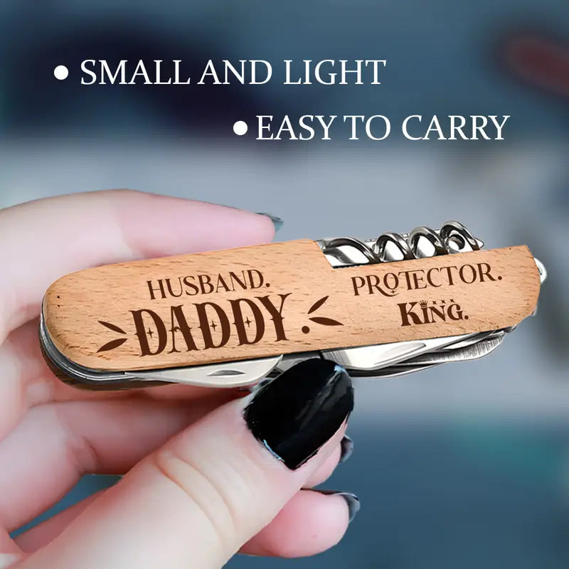 Multi-Function 9-in-1 Tool with Key Ring - Portable Survival Knife, Screwdriver, Bottle Opener, Wire Cutter