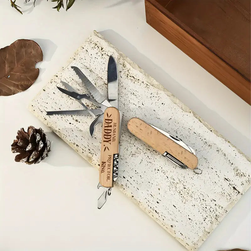 Multi-Function 9-in-1 Tool with Key Ring - Portable Survival Knife, Screwdriver, Bottle Opener, Wire Cutter