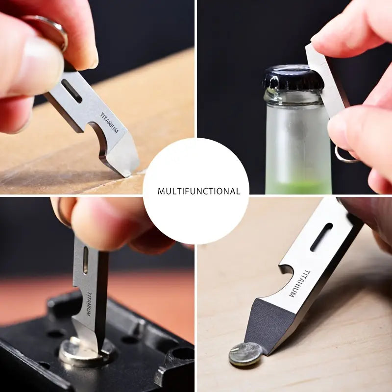 Titanium Outdoor EDC Tools Keychain Small Crowbar Multifunctional Bottle Opener