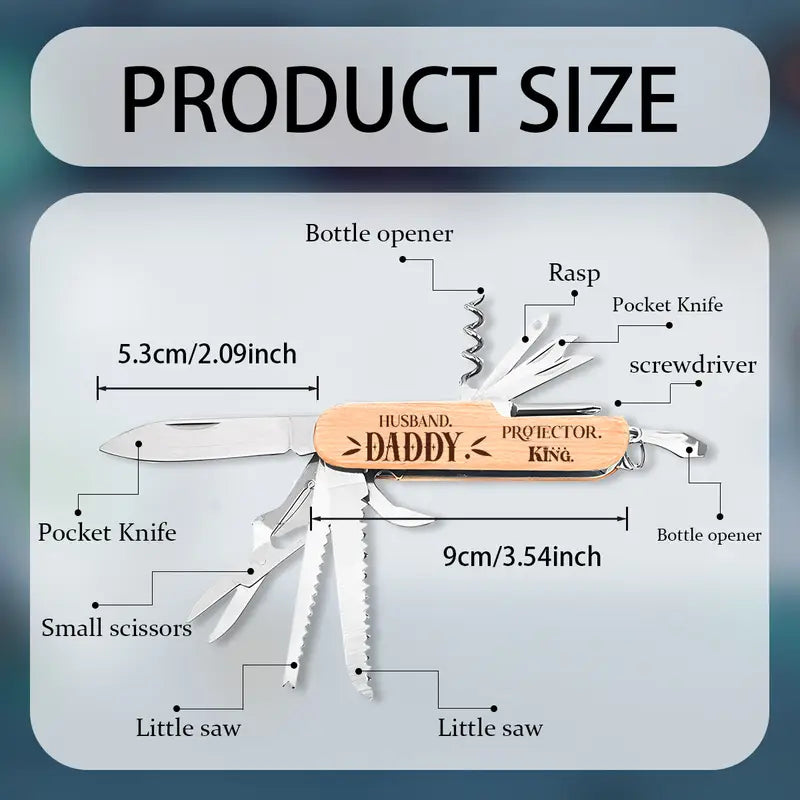 Multi-Function 9-in-1 Tool with Key Ring - Portable Survival Knife, Screwdriver, Bottle Opener, Wire Cutter