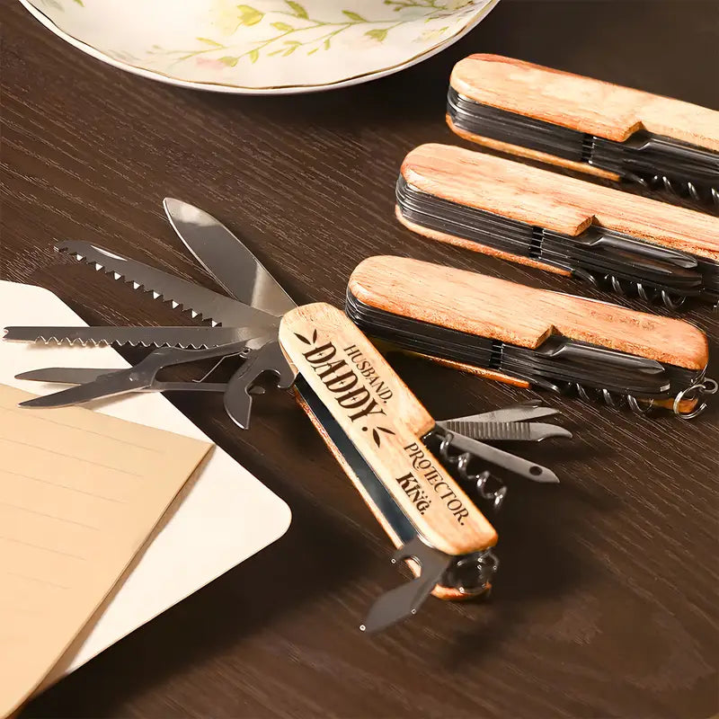 Multi-Function 9-in-1 Tool with Key Ring - Portable Survival Knife, Screwdriver, Bottle Opener, Wire Cutter